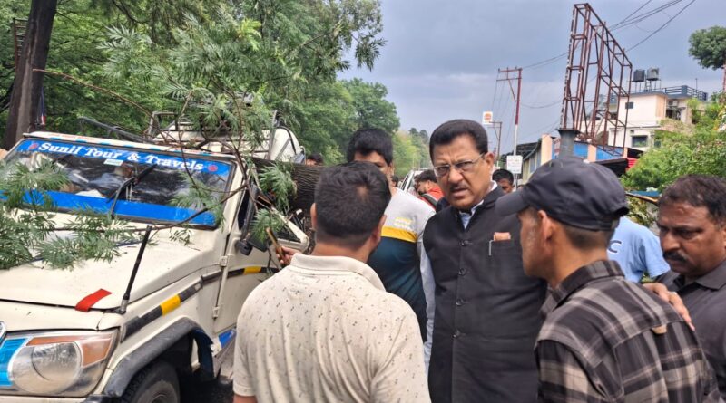 FRI के सामने सवारी जीप के ऊपर गिरा पेड़, एक की मौत एक गंभीर घायल ,ड्राइवर व चार सवारियां बाल बाल बचीं