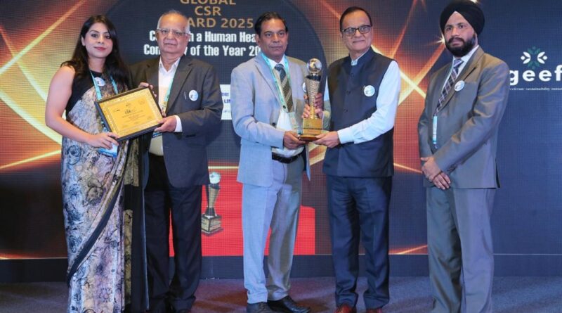 टीएचडीसी इंडिया लिमिटेड को सीएसआर विद ह्यूमन हार्ट के लिए “जीईईएफ ग्लोबल अवार्ड 2025” से सम्मानित किया गया