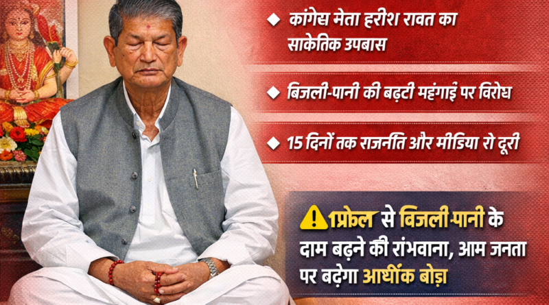 बिजली-पानी की बढ़ती दरों के विरोध में हरीश रावत का मौन उपवास, 15 दिन तक राजनीति और मीडिया से दूरी