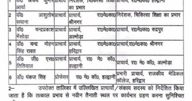 उत्तराखंड में मेडिकल कॉलेजों में बड़ा फेरबदल, शासन ने 6 प्राचार्यों व वरिष्ठ चिकित्सकों के तबादले किए